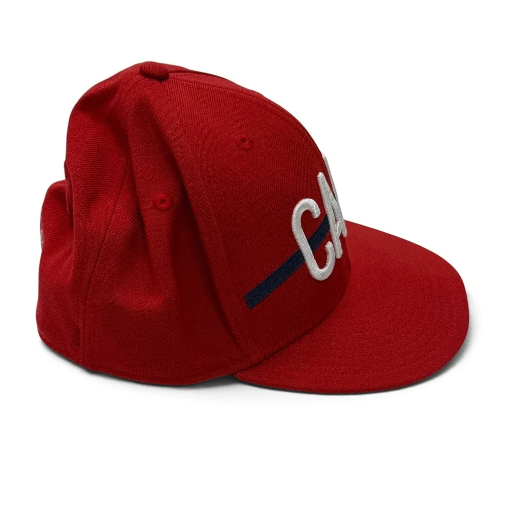 Adidas Washington Capitals NHL Red Flat Brim Stretch Fit Hat S/M CAPS Logo